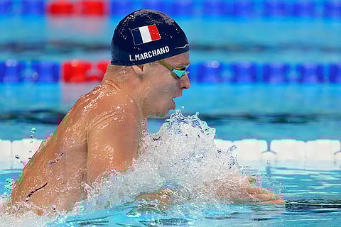 Leon Marchand competes in the men's 200-meter final